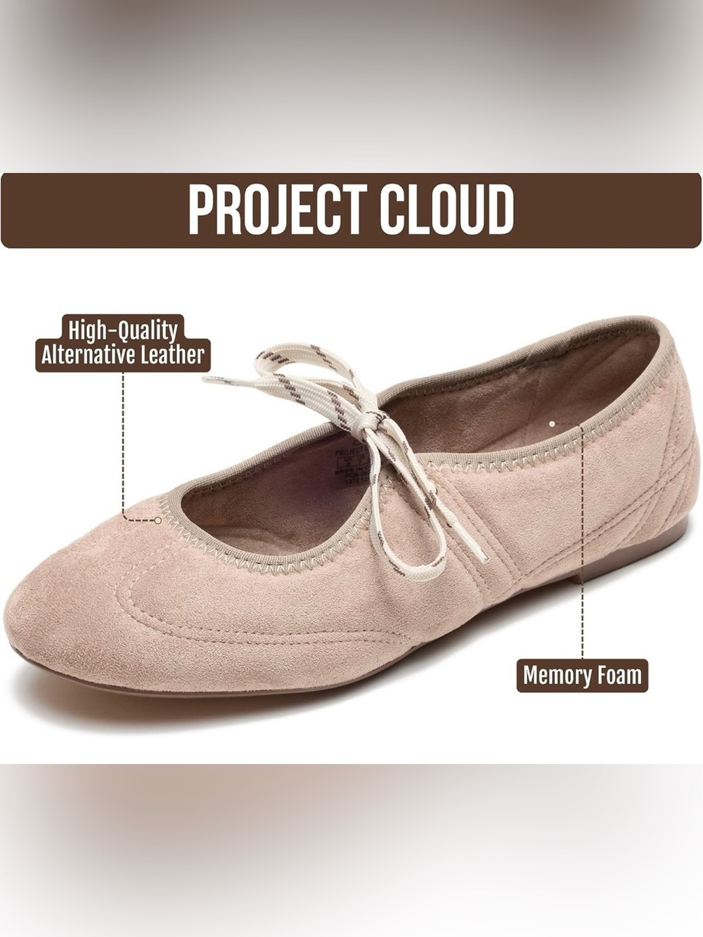 NIB Project Cloud Fashion Mary Jane Shoes Women Ballet
Flats in Taupe, Size 7.5 - Picture 2 of 6